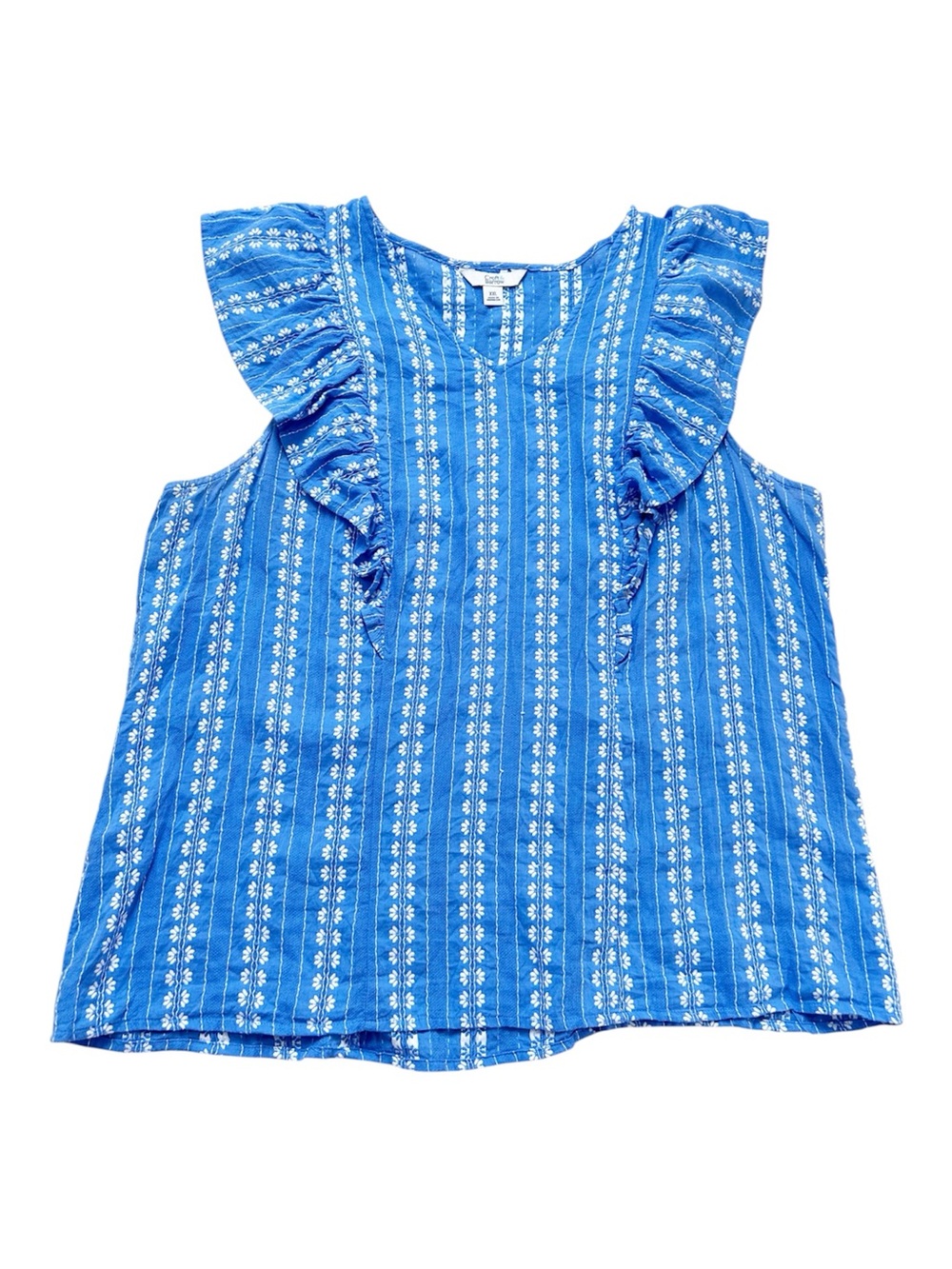 croft & barrow Blue Ruffle Sleeve Lightweight Top XXL Cotton-blend Summer